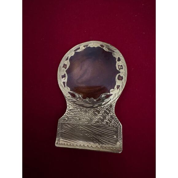 Vintage Money Clip Brass and Copper Amber Glass Marked Italy, Father's Day - Picture 9 of 11